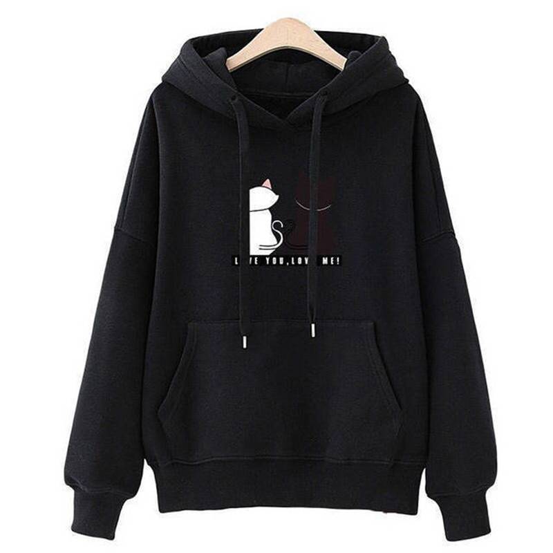 Love You. Love Me! Cat Hoodie - Black / M - Women’s Clothing & Accessories - Shirts & Tops - 20 - 2024