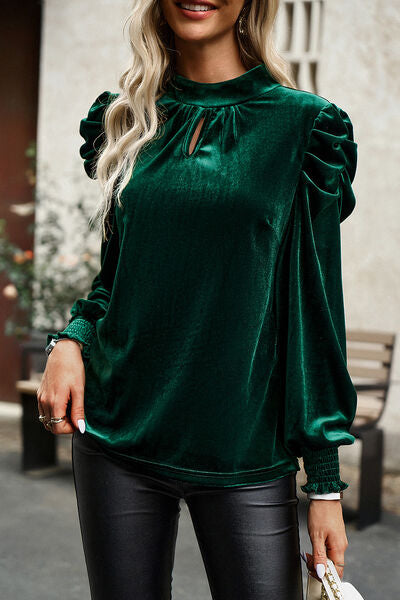 Mock Neck Puff Sleeve Blouse - Women’s Clothing & Accessories - Shirts & Tops - 17 - 2024