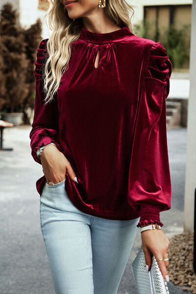 Mock Neck Puff Sleeve Blouse - Women’s Clothing & Accessories - Shirts & Tops - 10 - 2024