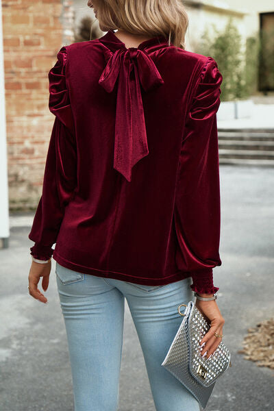 Mock Neck Puff Sleeve Blouse - Women’s Clothing & Accessories - Shirts & Tops - 12 - 2024
