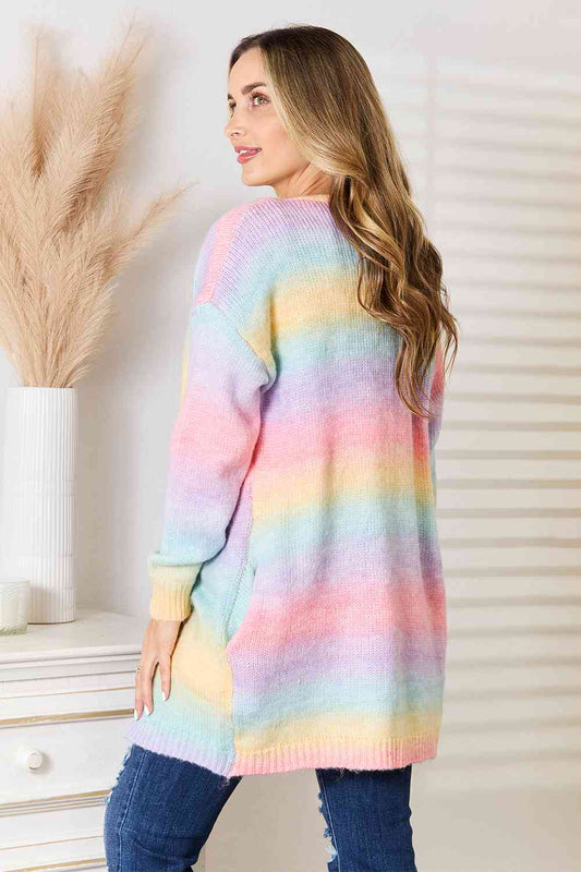 Multicolored Gradient Open Front Longline Cardigan - Women’s Clothing & Accessories - Clothing - 2 - 2024