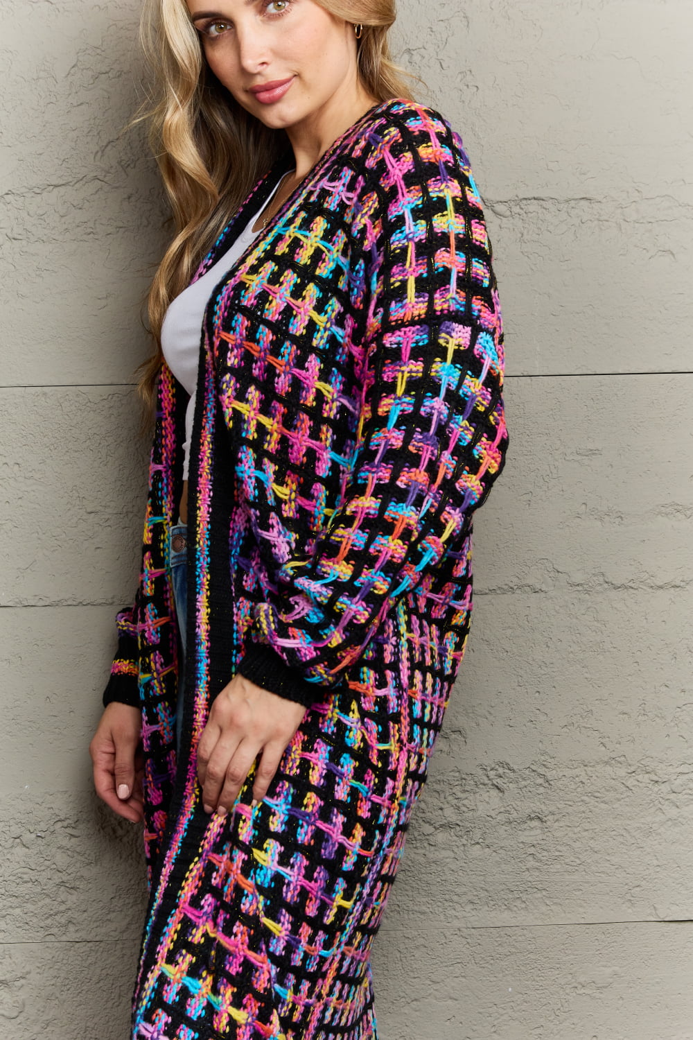 Multicolored Open Front Fringe Hem Cardigan - Women’s Clothing & Accessories - Shirts & Tops - 6 - 2024