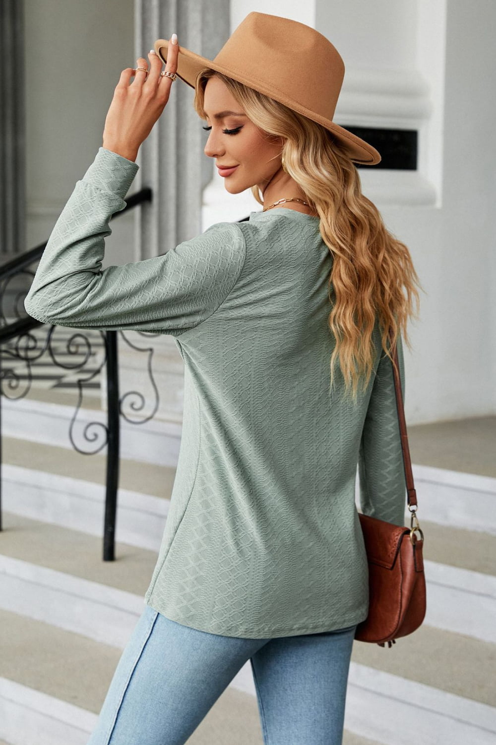 Notched Neck Long Sleeve Buttoned Blouse - Women’s Clothing & Accessories - Shirts & Tops - 15 - 2024