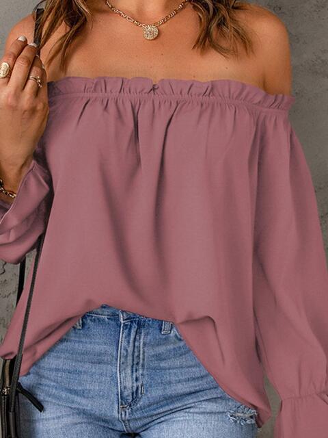 Off-Shoulder Flounce Sleeve Blouse - Women’s Clothing & Accessories - Shirts & Tops - 8 - 2024