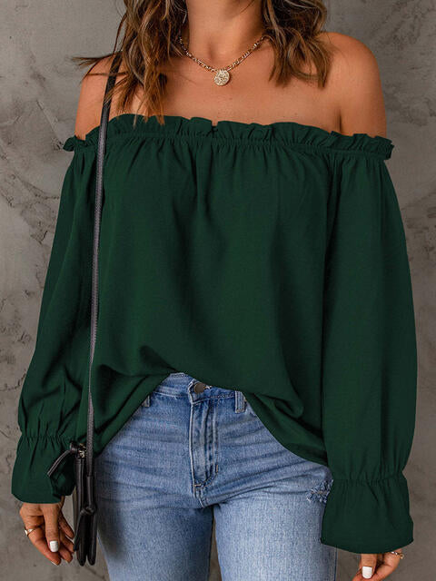Off-Shoulder Flounce Sleeve Blouse - Women’s Clothing & Accessories - Shirts & Tops - 4 - 2024