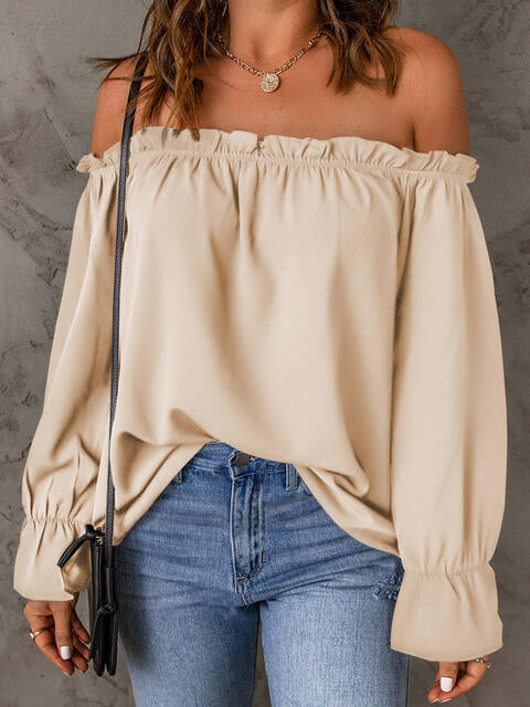 Off-Shoulder Flounce Sleeve Blouse - Women’s Clothing & Accessories - Shirts & Tops - 1 - 2024