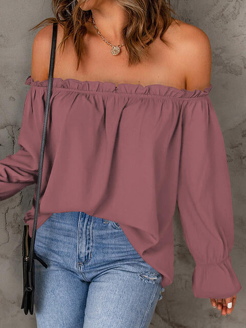 Off-Shoulder Flounce Sleeve Blouse - Women’s Clothing & Accessories - Shirts & Tops - 7 - 2024