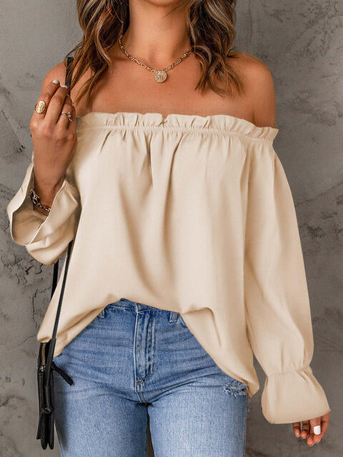 Off-Shoulder Flounce Sleeve Blouse - Women’s Clothing & Accessories - Shirts & Tops - 3 - 2024