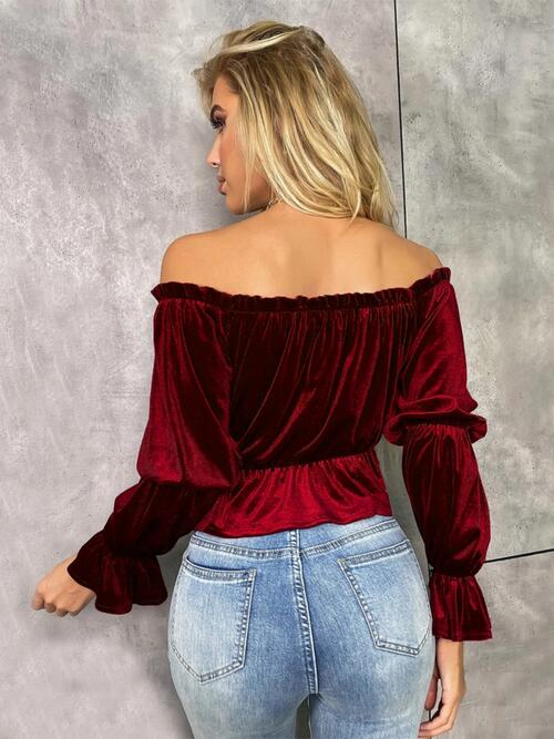 Off-Shoulder Flounce Sleeve Blouse - Women’s Clothing & Accessories - Shirts & Tops - 2 - 2024