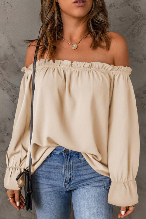 Off-Shoulder Flounce Sleeve Blouse - Cream / S - Women’s Clothing & Accessories - Shirts & Tops - 13 - 2024