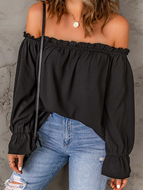 Off-Shoulder Flounce Sleeve Blouse - Women’s Clothing & Accessories - Shirts & Tops - 10 - 2024