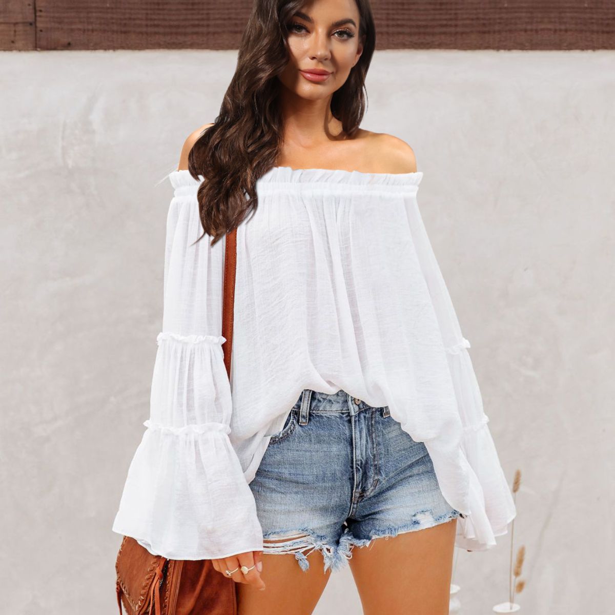 Off-Shoulder Frill Trim Blouse - White / S - Women’s Clothing & Accessories - Shirts & Tops - 7 - 2024