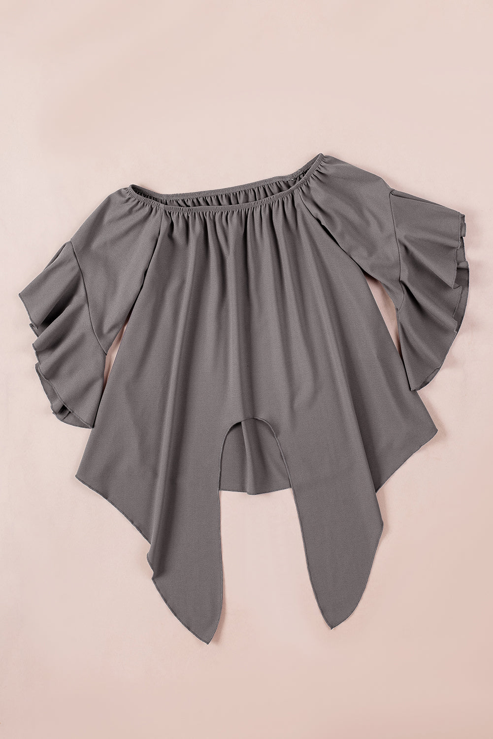 Off-Shoulder Tie Hem Blouse - Gray / S - Women’s Clothing & Accessories - Shirts & Tops - 10 - 2024