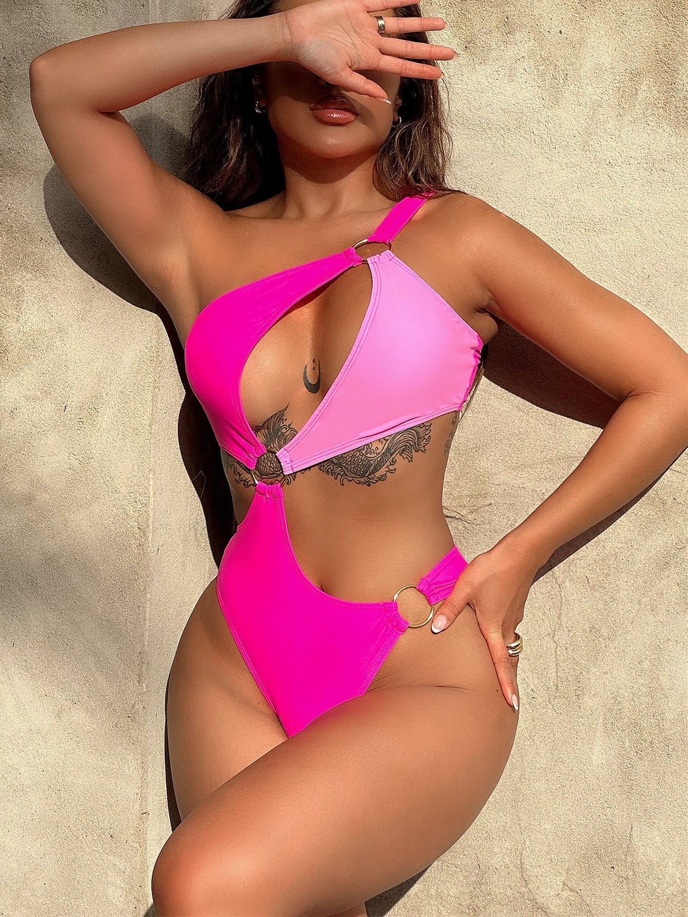 One-Shoulder Cutout Ring Detail One-Piece Swimsuit - Pink / M - Women’s Clothing & Accessories - Swimwear - 6 - 2024