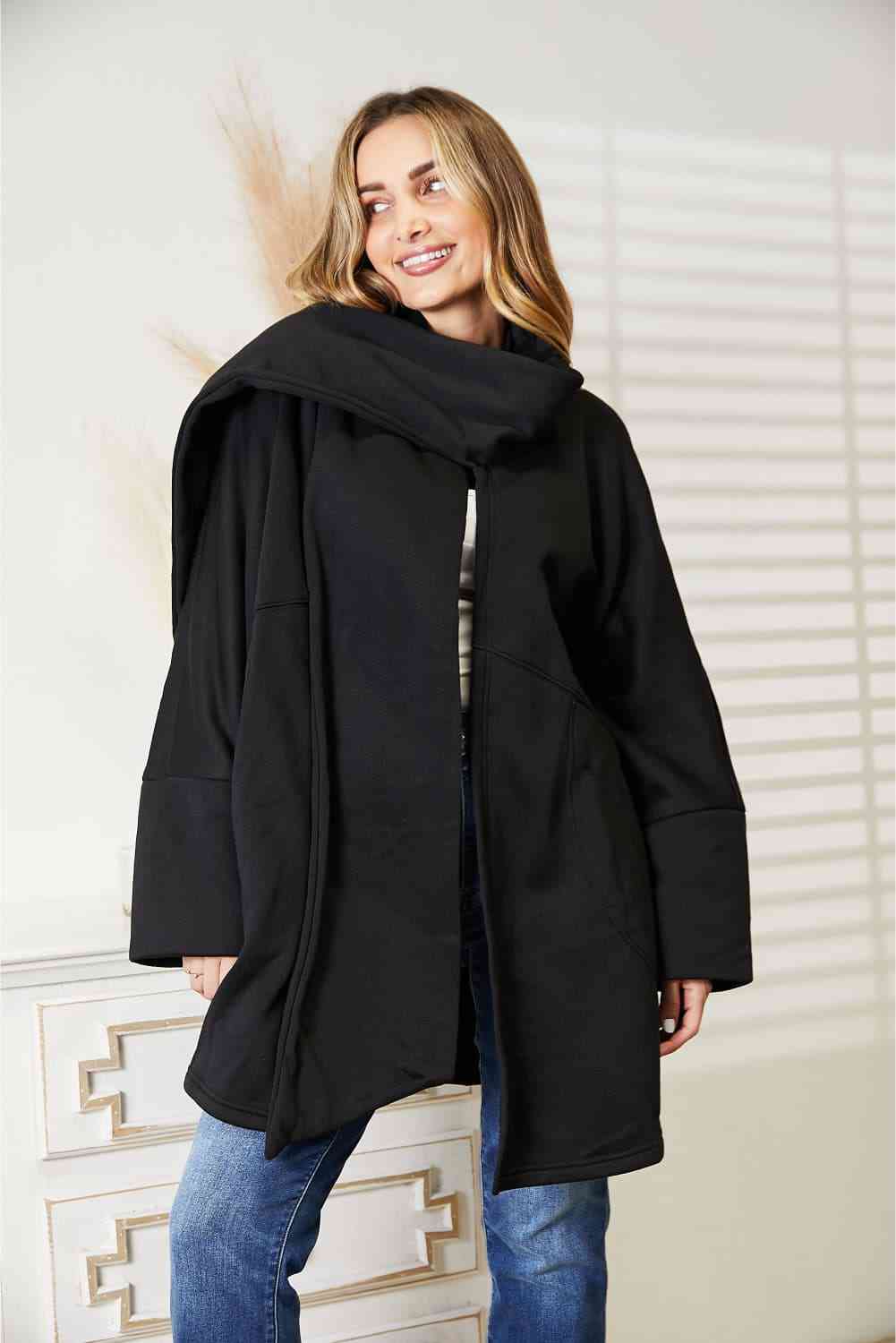Open Front Cardigan with Scarf Design - Women’s Clothing & Accessories - Shirts & Tops - 5 - 2024