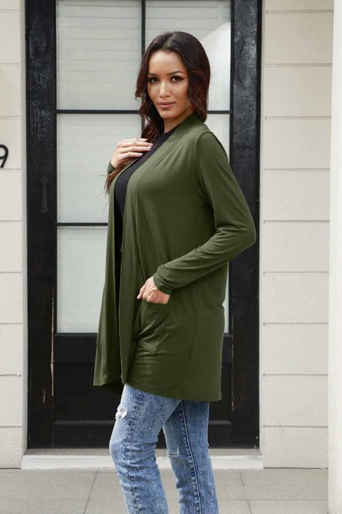 Open Front Long Sleeve Cardigan with Pockets - Women’s Clothing & Accessories - Shirts & Tops - 5 - 2024