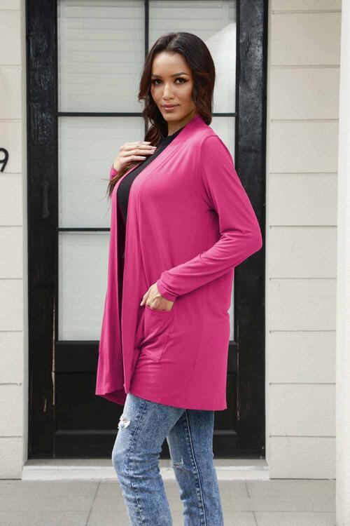 Open Front Long Sleeve Cardigan with Pockets - Women’s Clothing & Accessories - Shirts & Tops - 14 - 2024