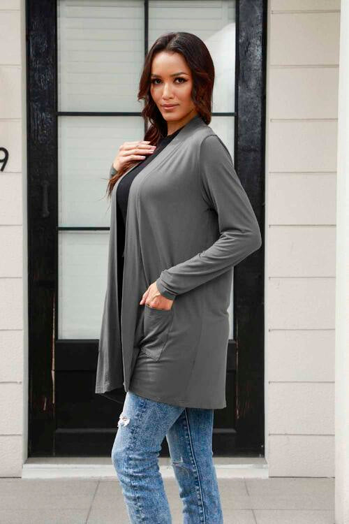 Open Front Long Sleeve Cardigan with Pockets - Women’s Clothing & Accessories - Shirts & Tops - 3 - 2024