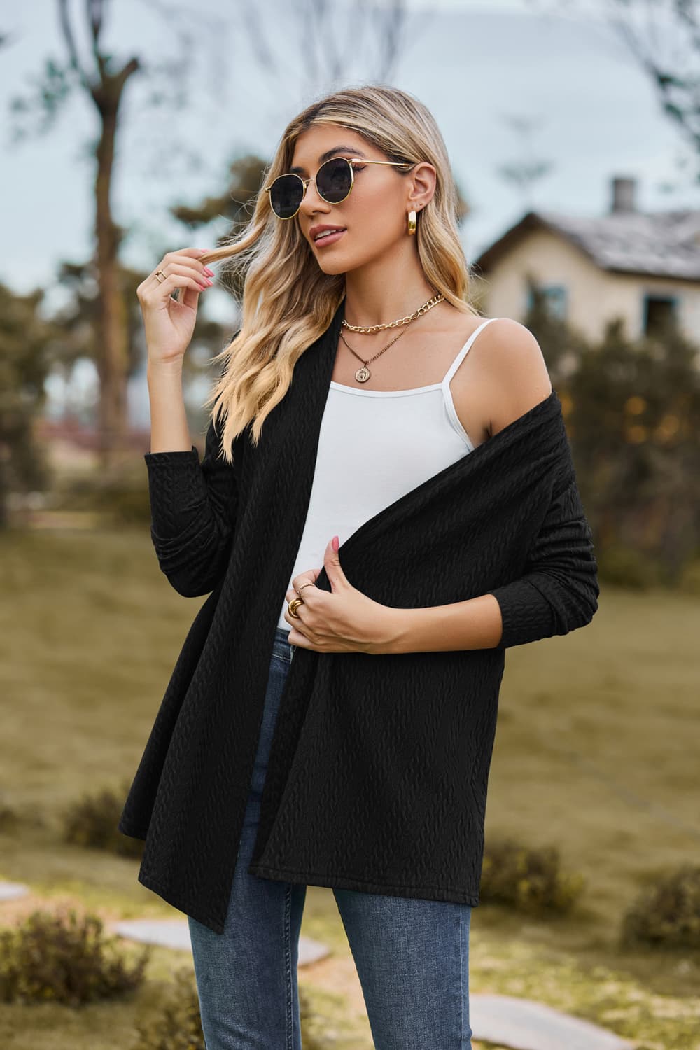 Open Front Long Sleeve Cardigan - Women’s Clothing & Accessories - Shirts & Tops - 8 - 2024