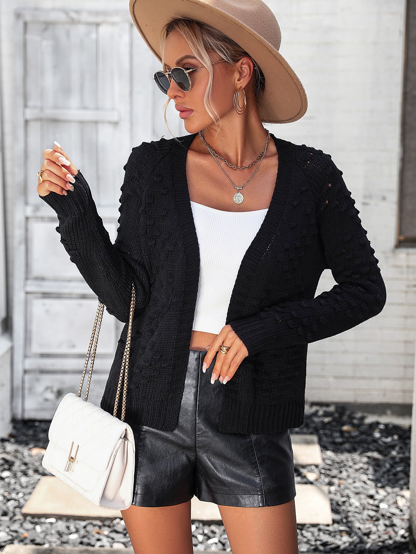 Open Front Long Sleeve Cardigan - Black / S - Women’s Clothing & Accessories - Shirts & Tops - 13 - 2024