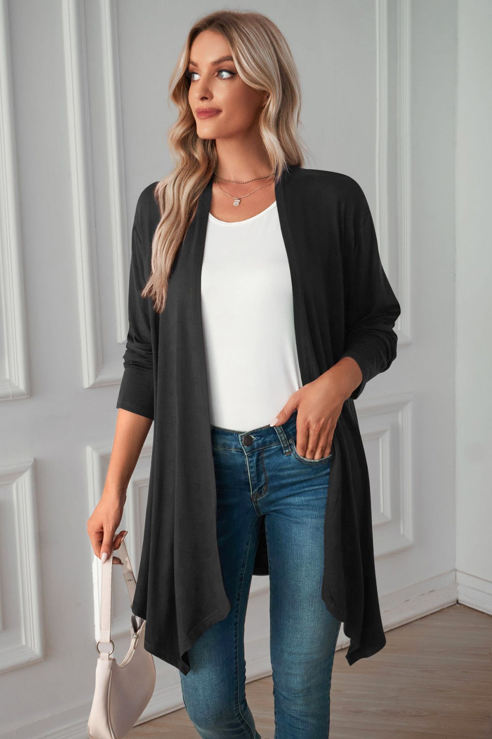 Open Front Long Sleeve Cardigan - Black / S - Women’s Clothing & Accessories - Shirts & Tops - 13 - 2024