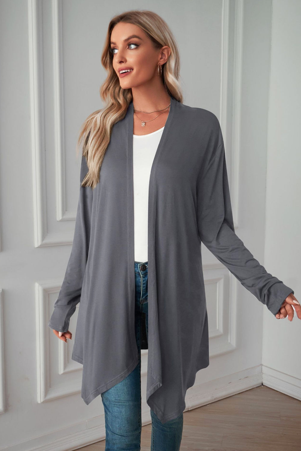 Open Front Long Sleeve Cardigan - Women’s Clothing & Accessories - Shirts & Tops - 23 - 2024