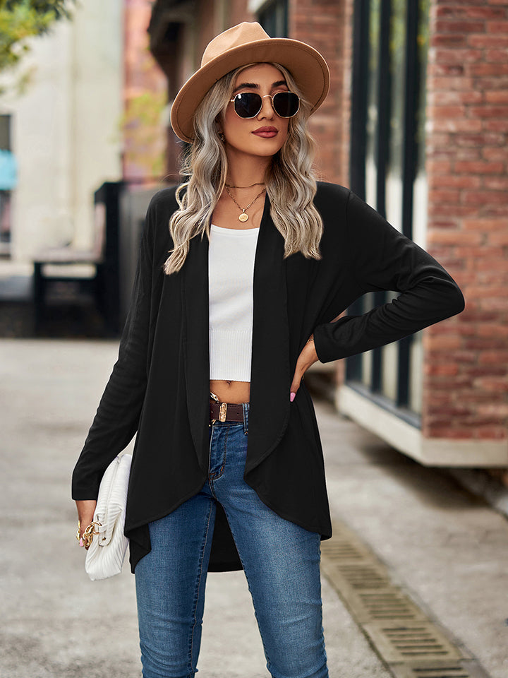 Open Front Long Sleeve Cardigan - Black / S - Women’s Clothing & Accessories - Shirts & Tops - 4 - 2024