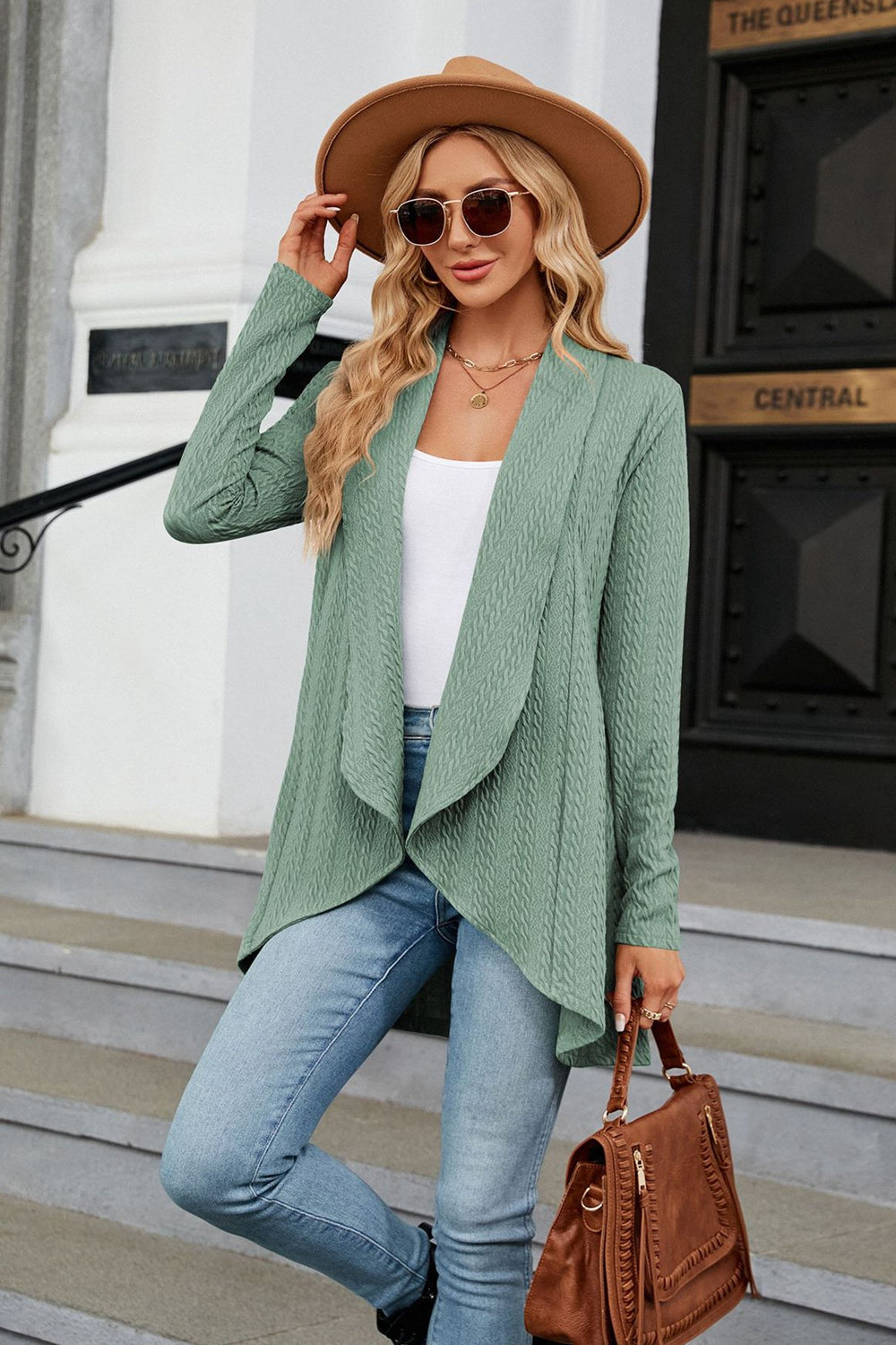 Open Front Long Sleeve Cardigan - Green / S - Women’s Clothing & Accessories - Shirts & Tops - 4 - 2024