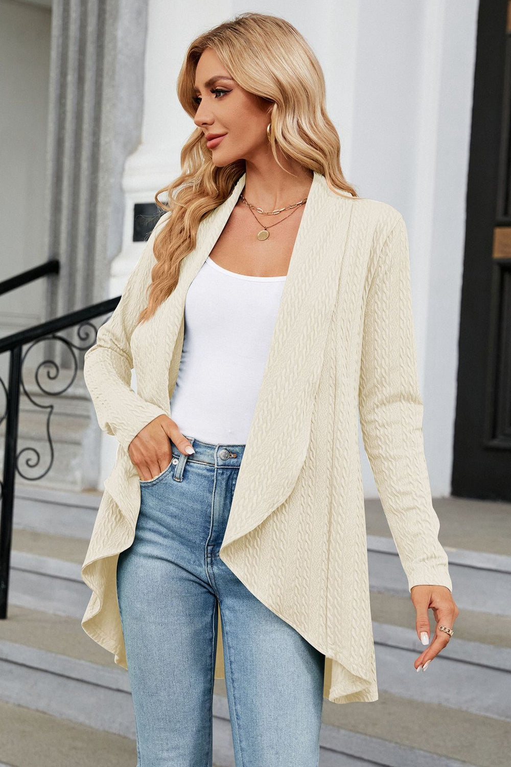 Open Front Long Sleeve Cardigan - Women’s Clothing & Accessories - Shirts & Tops - 3 - 2024