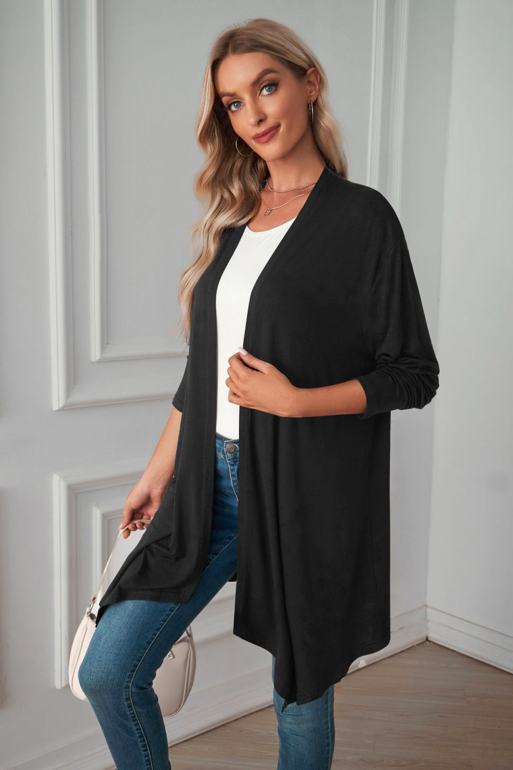 Open Front Long Sleeve Cardigan - Women’s Clothing & Accessories - Shirts & Tops - 14 - 2024