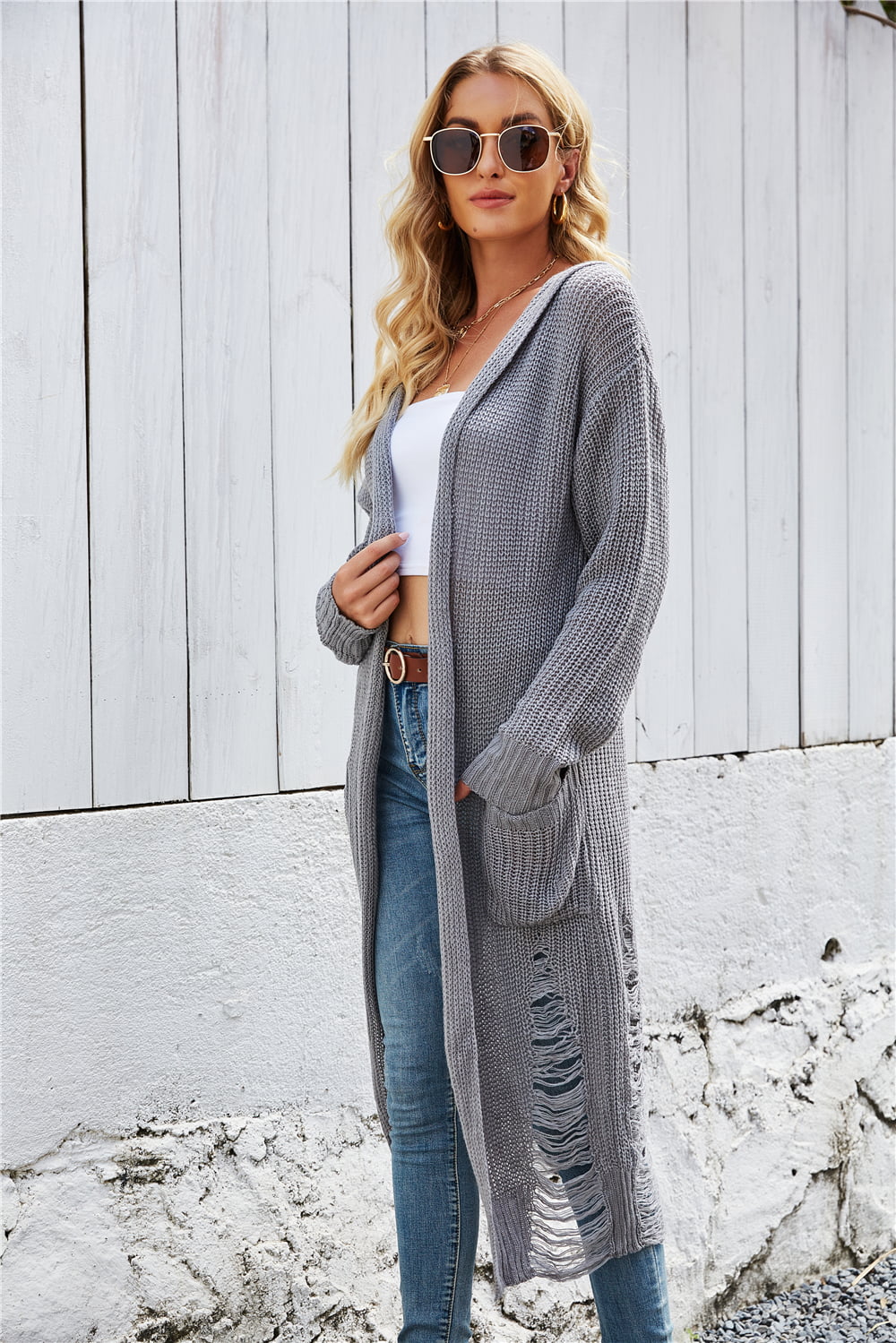 Open Front Long Sleeve Hooded Cardigan - Women’s Clothing & Accessories - Shirts & Tops - 3 - 2024