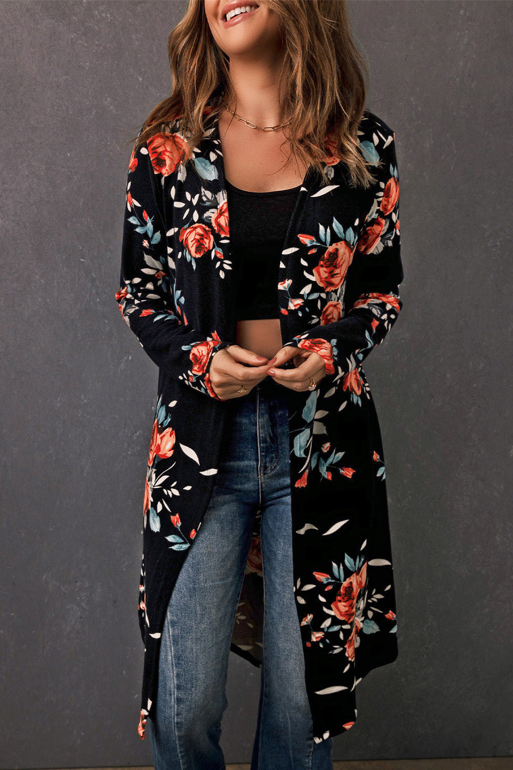 Open Front Longline Cardigan - Women’s Clothing & Accessories - Shirts & Tops - 16 - 2024