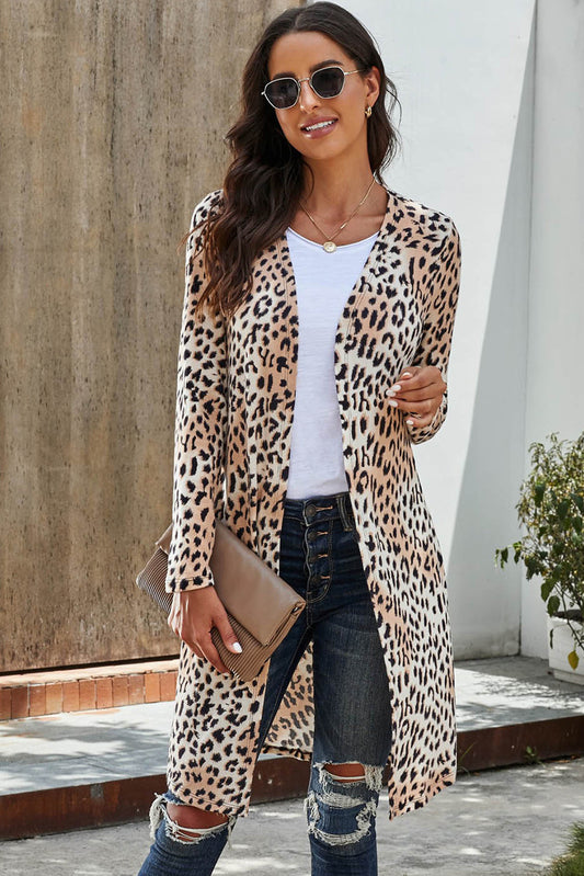 Open Front Longline Cardigan - Leopard / S - Women’s Clothing & Accessories - Shirts & Tops - 1 - 2024