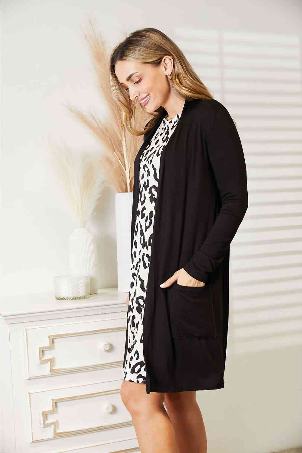 Open Front Longline Cardigan with Pockets - Women’s Clothing & Accessories - Shirts & Tops - 3 - 2024