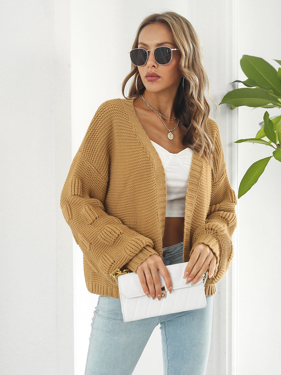 Open Front Ribbed Trim Cardigan - Dark Yellow / S - Women’s Clothing & Accessories - Shirts & Tops - 1 - 2024