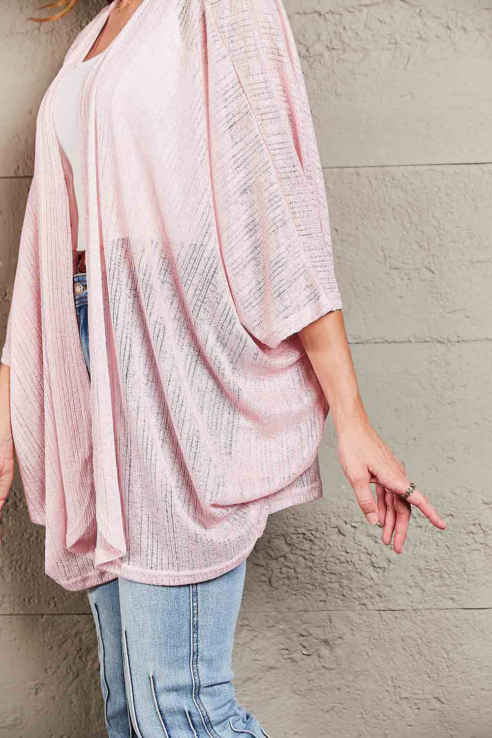 Open Front Three-Quarter Sleeve Cardigan - Women’s Clothing & Accessories - Shirts & Tops - 4 - 2024