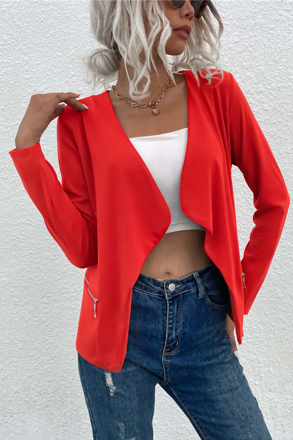 Open Front Zipper Pocket Cardigan - Women’s Clothing & Accessories - Shirts & Tops - 7 - 2024