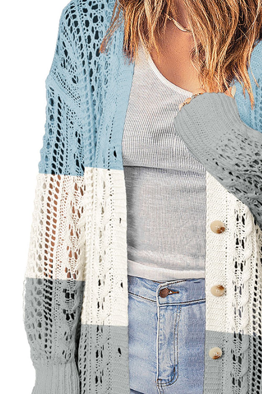 Openwork Ribbed Cuff Longline Cardigan - Women’s Clothing & Accessories - Shirts & Tops - 16 - 2024