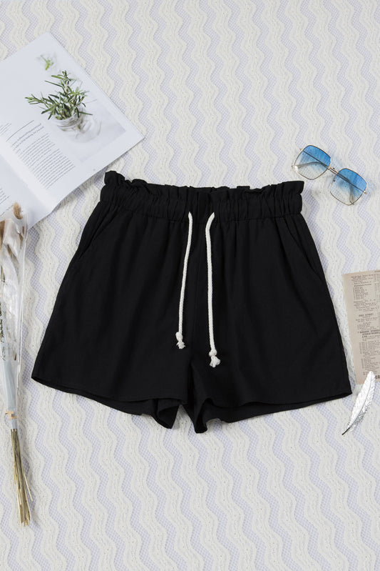 Paperbag Drawstring Waist Shorts - Black / S - Women’s Clothing & Accessories - Shorts - 1 - 2024