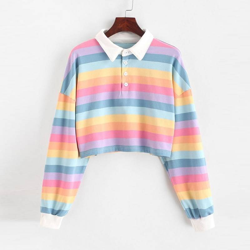 Pastel Stripe Crop Top - Pastel / L - Women’s Clothing & Accessories - Beverages - 15 - 2024