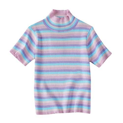 Pastel Striped Crop Top - Purple / One Size - Women’s Clothing & Accessories - Shirts & Tops - 13 - 2024