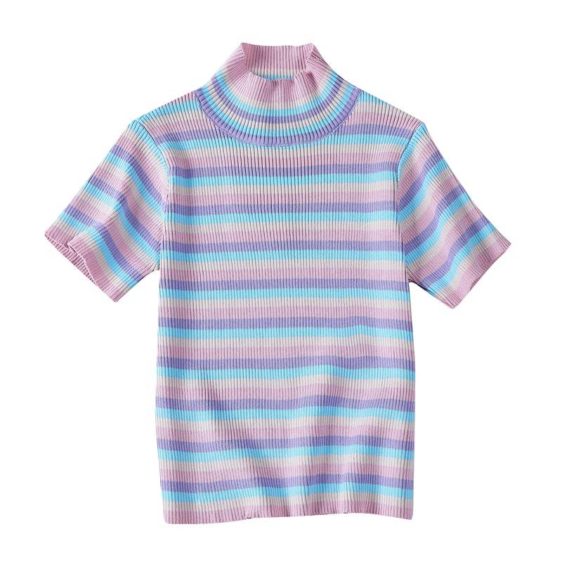 Pastel Striped Crop Top - Purple / One Size - Women’s Clothing & Accessories - Shirts & Tops - 4 - 2024