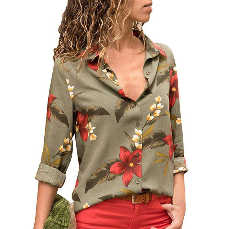Patchwork Chiffon Blouse - Green / S - Women’s Clothing & Accessories - Shirts & Tops - 46 - 2024