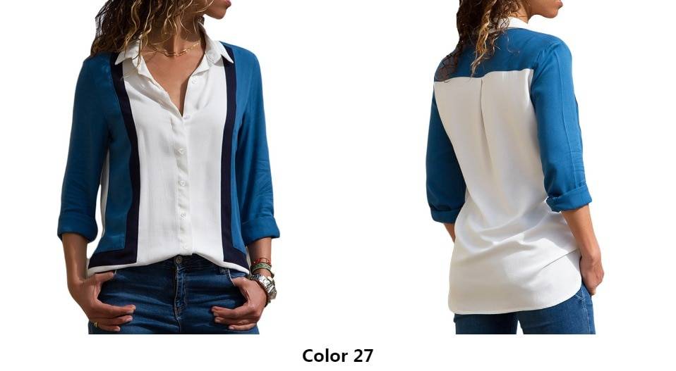 Patchwork Chiffon Blouse - Women’s Clothing & Accessories - Shirts & Tops - 38 - 2024