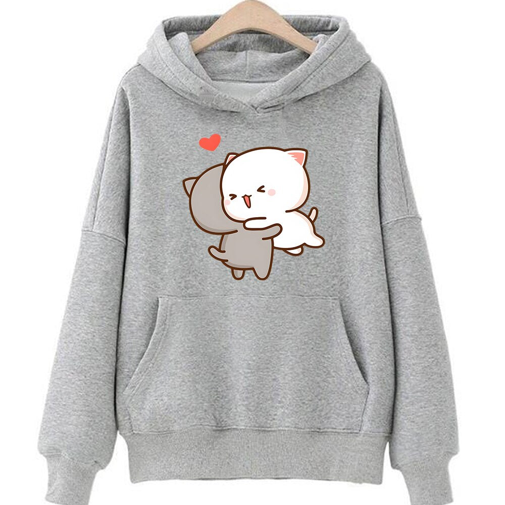 Peach & Goma Mochi Cat Love Hoodie - Gray / XXL - Women’s Clothing & Accessories - Shirts & Tops - 11 - 2024