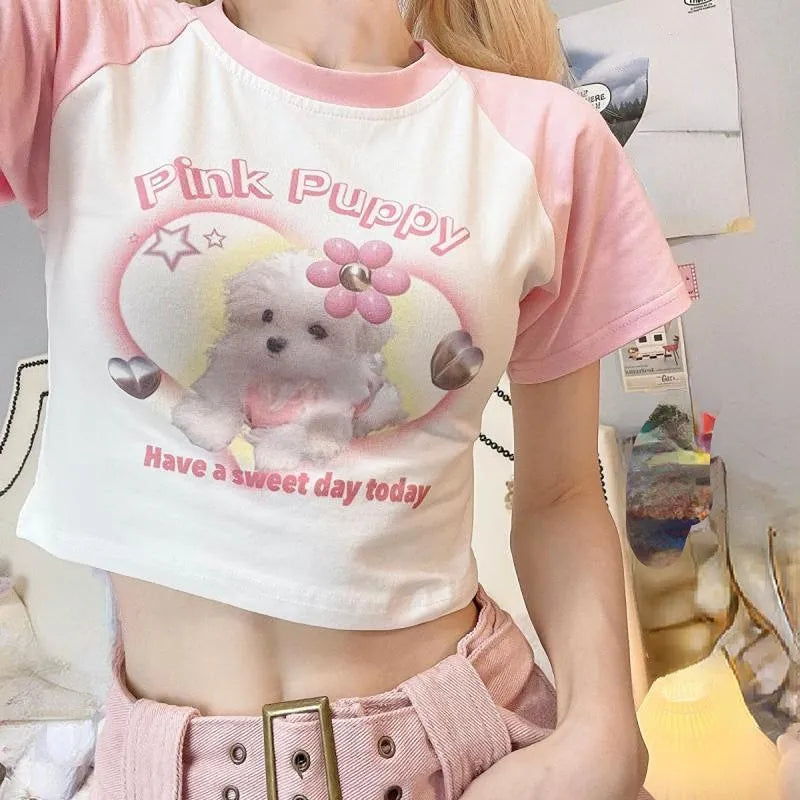 Pink Puppy Crop Top - White / S - Women’s Clothing & Accessories - Shirts & Tops - 6 - 2024