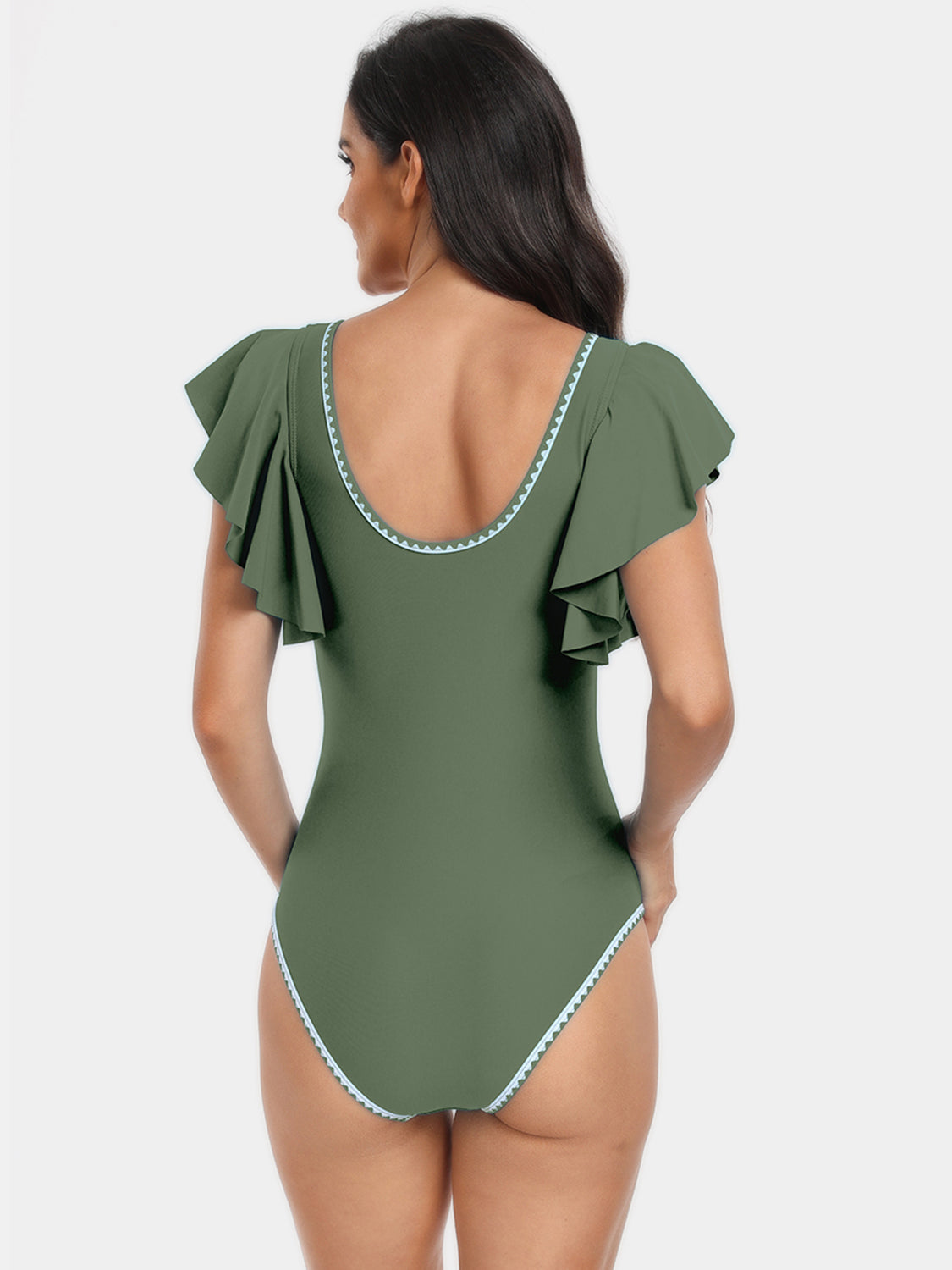 Plunge Cap Sleeve One-Piece Swimwear - Women’s Clothing & Accessories - Swimwear - 6 - 2024