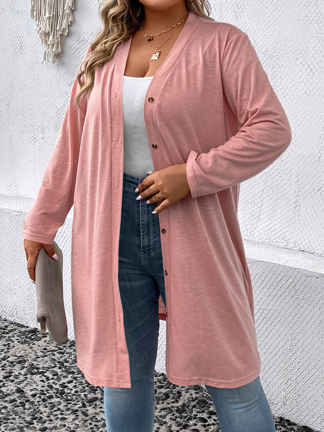 Plus Size Button Down Longline Cardigan - Women’s Clothing & Accessories - Shirts & Tops - 11 - 2024