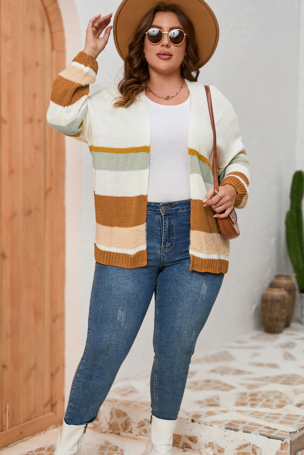 Plus Size Color Block Long Sleeve Cardigan - Women’s Clothing & Accessories - Shirts & Tops - 3 - 2024