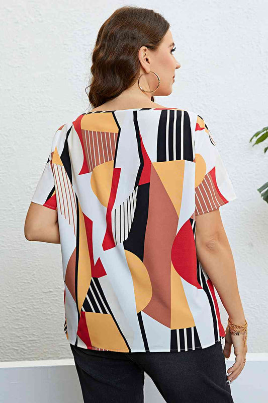 Plus Size Cutout Short Sleeve Blouse - Women’s Clothing & Accessories - Shirts & Tops - 2 - 2024